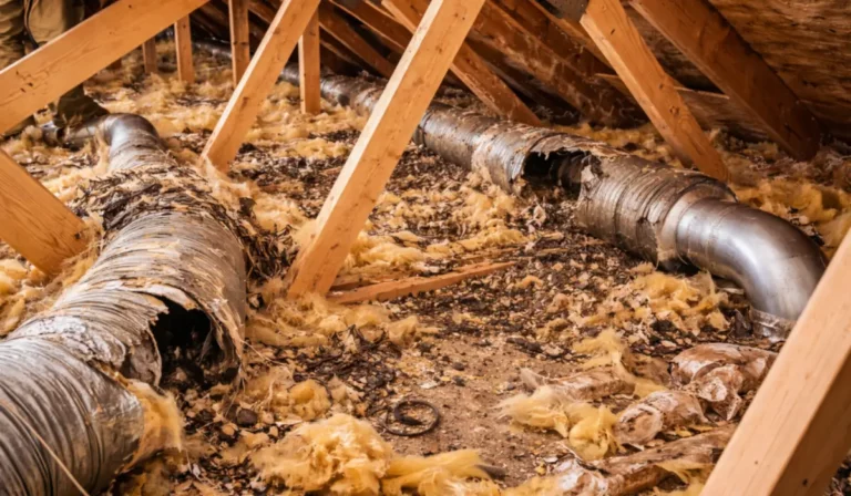 Top Wildlife Health Risks from attic contamination with animal droppings, damaged insulation, and air quality concerns.